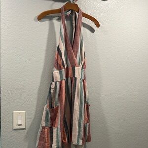 American Eagle Outfitters Pink and Green Halter Maxi Sundress